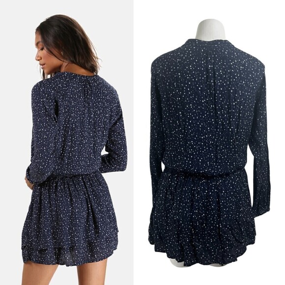 Rails Women Size M Blue Jasmine Stars Tiered Smocked Ruffle Mini Pullover Dress - Picture 16 of 16